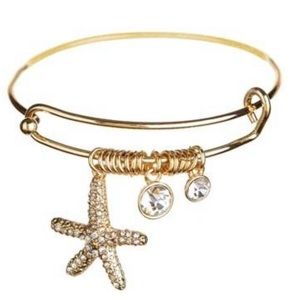 Gold Starfish Charm Slide Expandable Bracelet